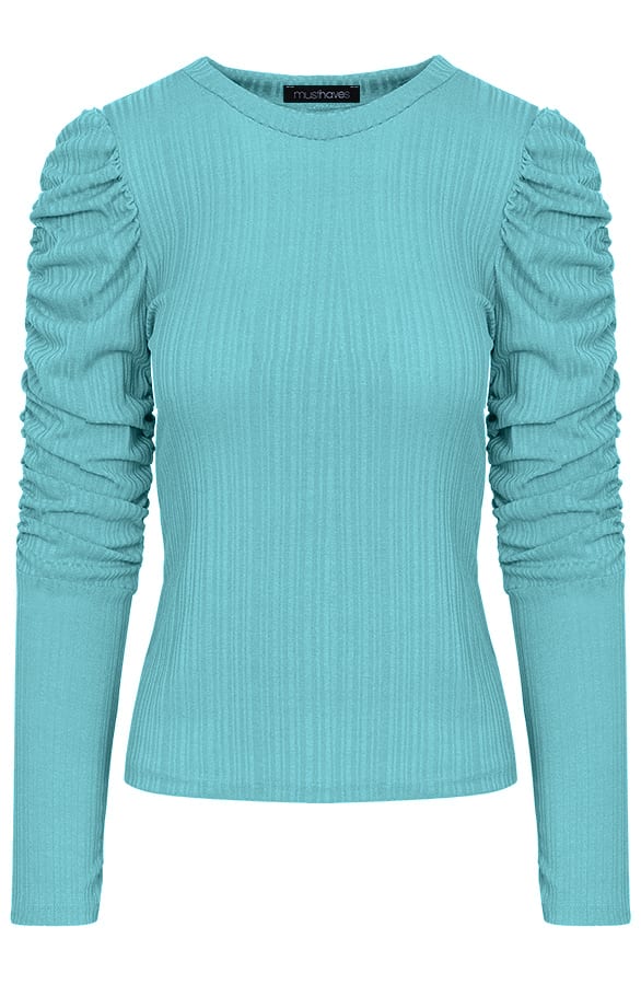 Sleeve Met Pofmouwen Turquoise – shoparchief, foto 1