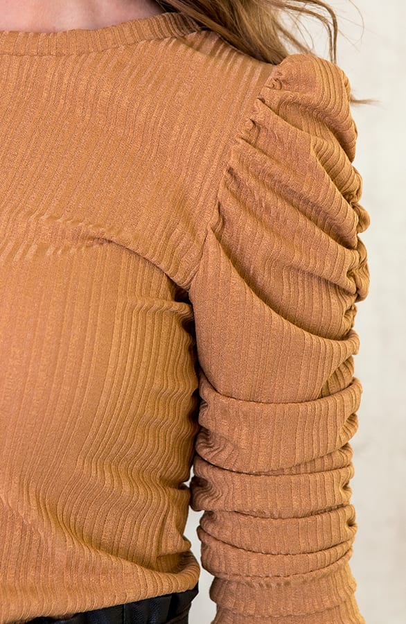 Sleeve Met Pofmouwen Camel – shoparchief, foto 6