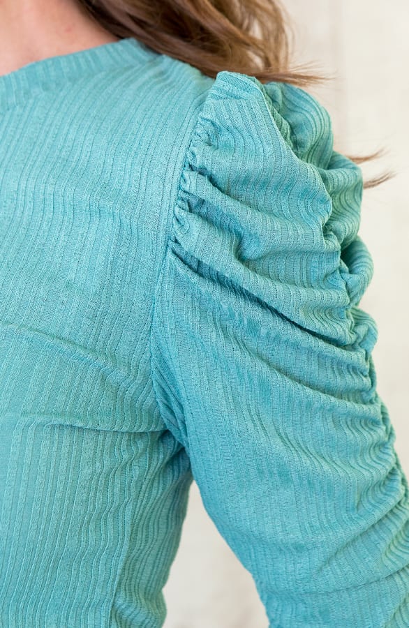 Sleeve Met Pofmouwen Turquoise – shoparchief, foto 6