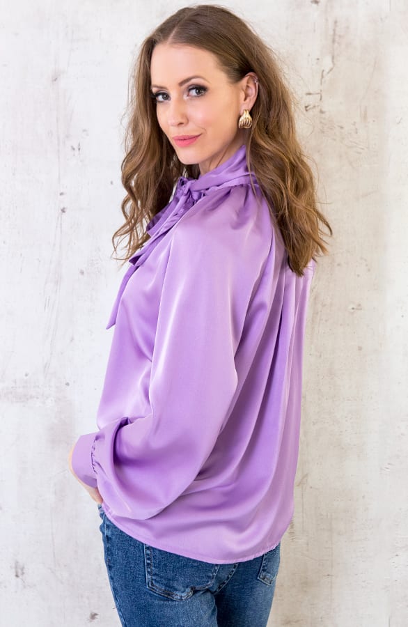 Zijde Blouse Met Strik Lila – shoparchief, foto 4