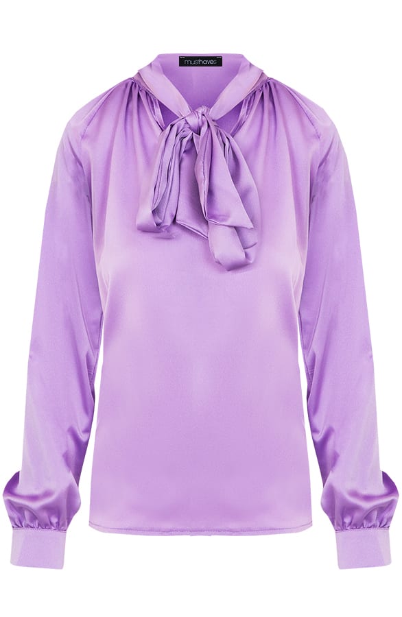 Zijde Blouse Met Strik Lila – shoparchief, foto 1