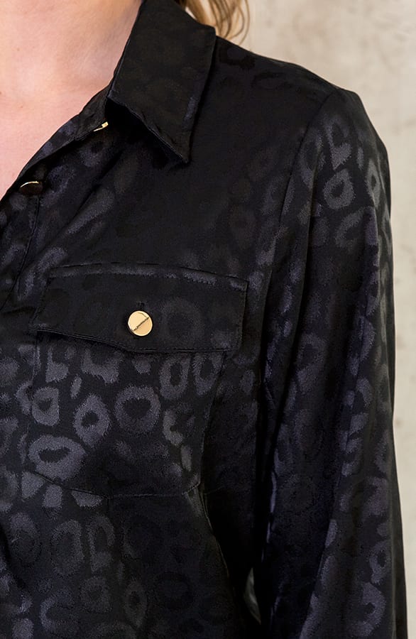 Zijde Leopard Blouse Zwart – shoparchief, foto 4