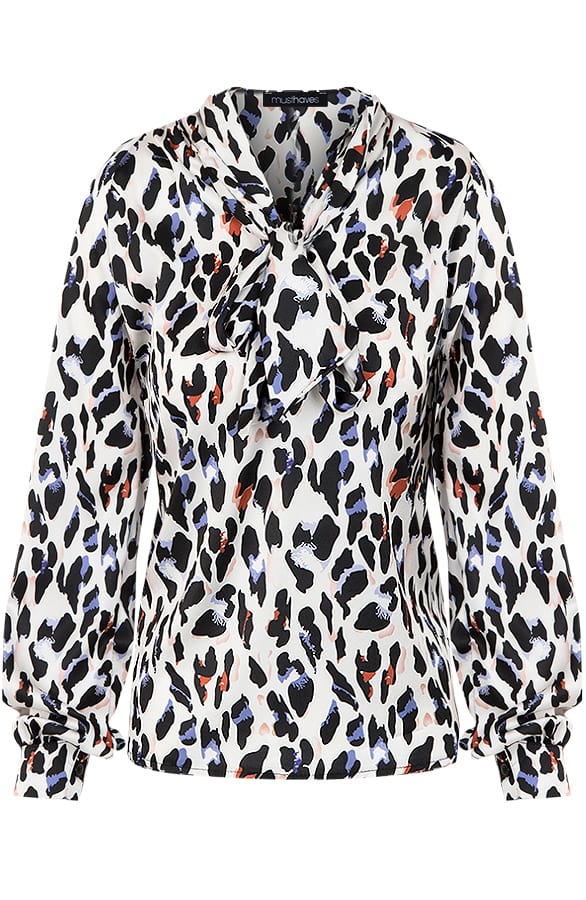 Zijde Panter Blouse Met Strik – shoparchief, foto 1