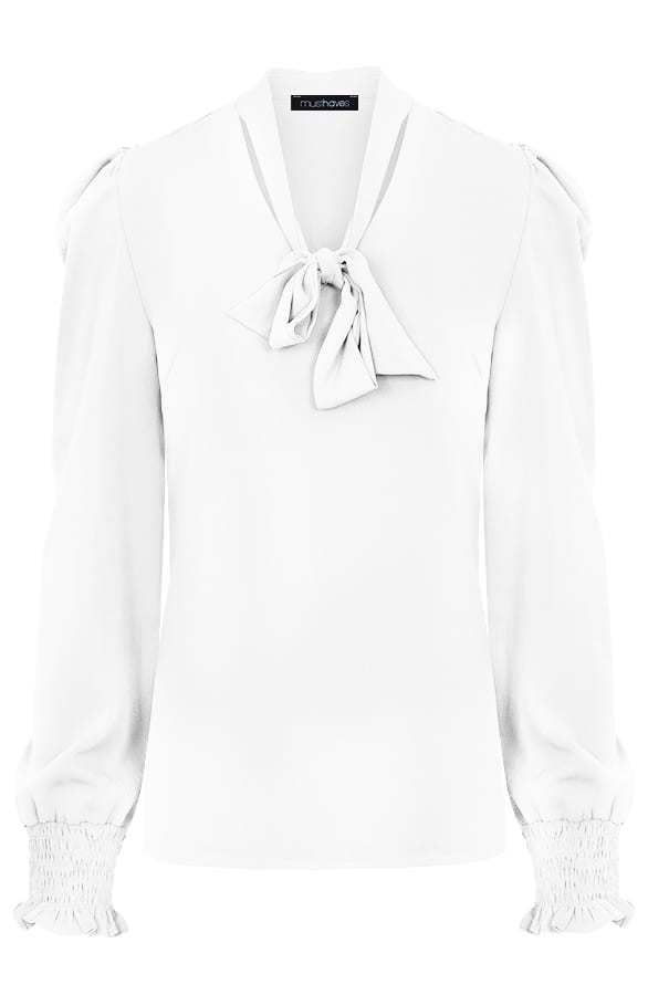 Blouse Met Strik Wit – shoparchief, foto 1