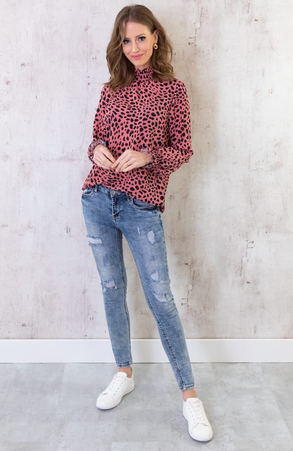 Cheetah Col Blouse Oud Roze – shoparchief, foto 5