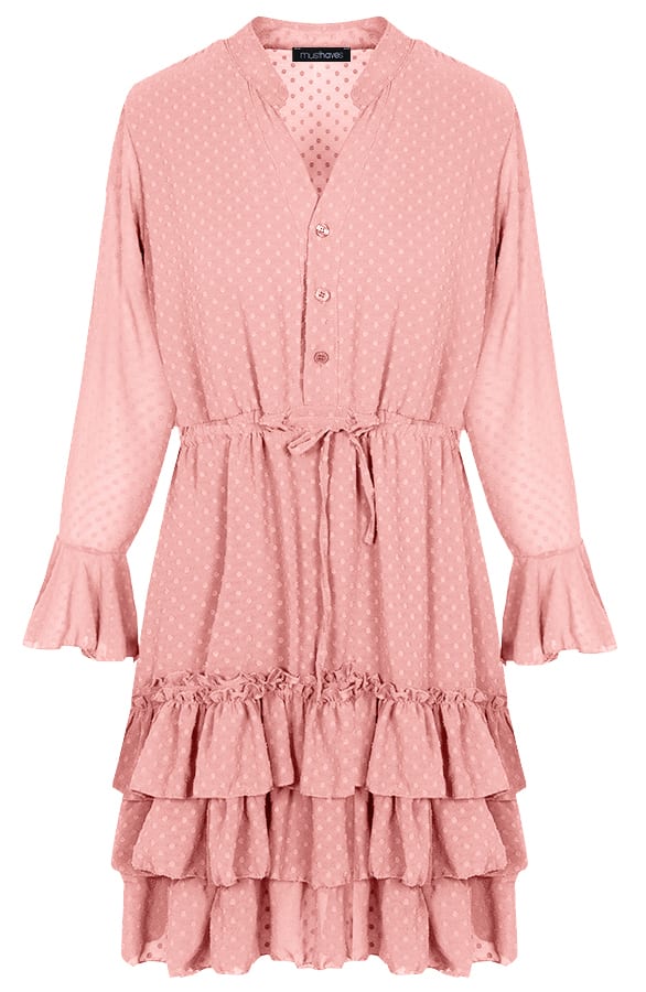 Laagjes Stippen Jurk Oud Roze – shoparchief, foto 1