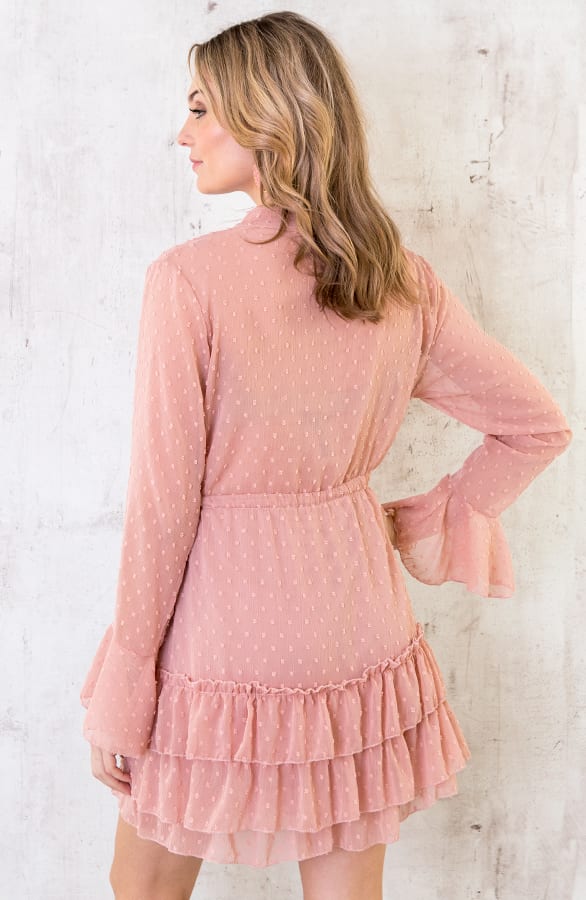 Laagjes Stippen Jurk Oud Roze – shoparchief, foto 5
