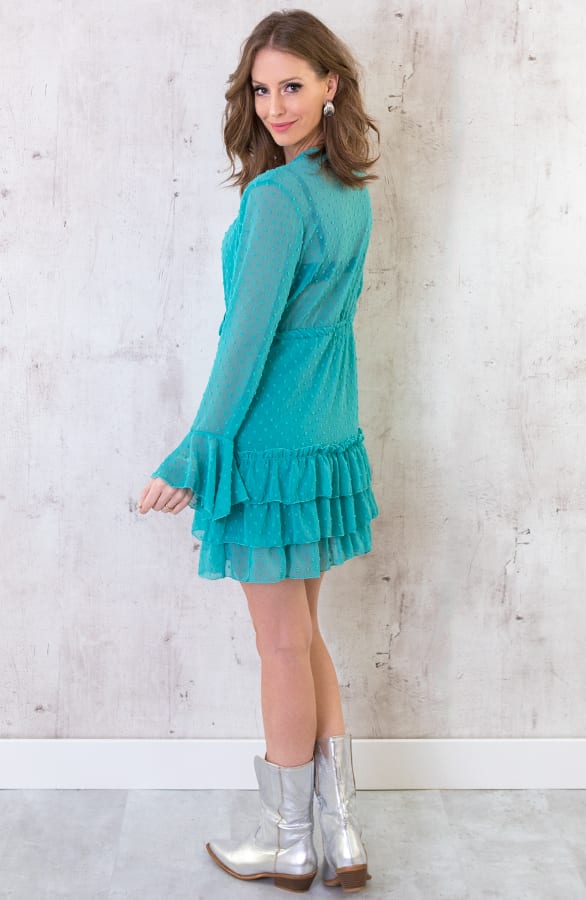 Laagjes Stippen Jurk Turquoise – shoparchief, foto 5
