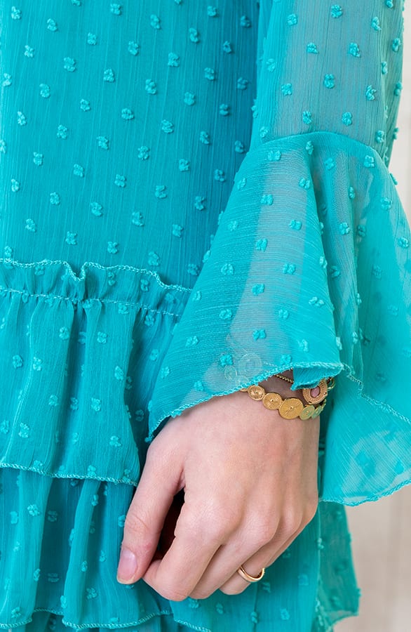 Laagjes Stippen Jurk Turquoise – shoparchief, foto 6