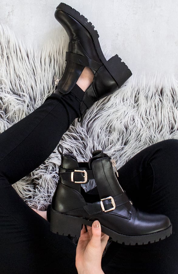 Leren Cut Out Boots Zwart – shoparchief, foto 2