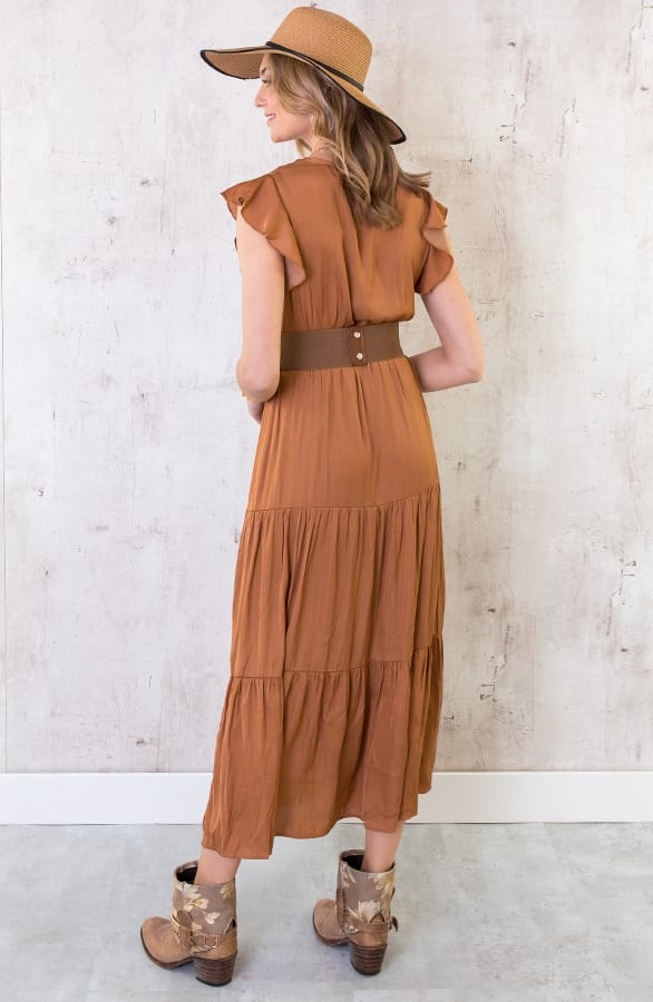 Maxi Jurk Dames Cognac – shoparchief, foto 5