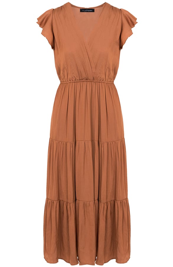 Maxi Jurk Dames Cognac – shoparchief, foto 1