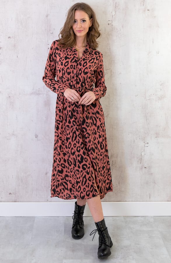 Maxi Jurk Panterprint Koraal – shoparchief, foto 3