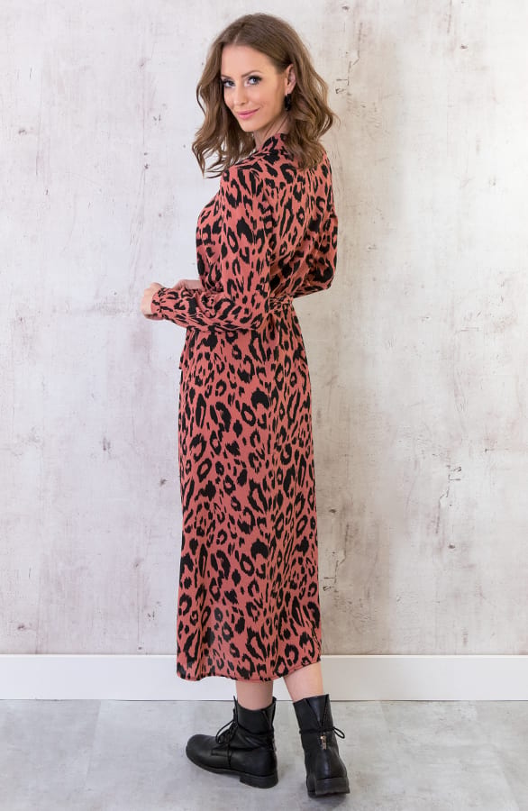 Maxi Jurk Panterprint Koraal – shoparchief, foto 4