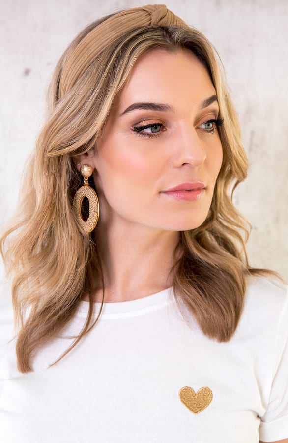 Ovaal Kraal Oorbellen Beige – shoparchief, foto 2