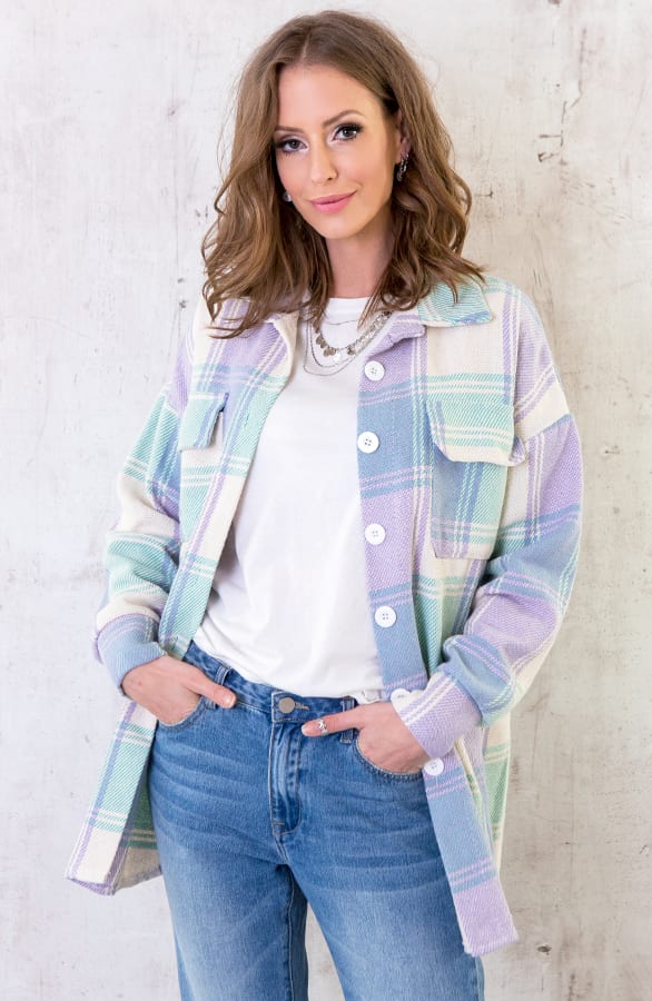 Oversized Blouse Geblokt Lila – shoparchief, foto 2