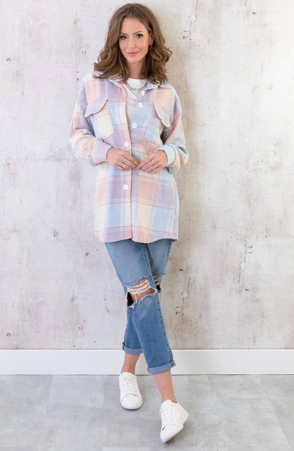 Oversized Blouse Geblokt Roze – shoparchief, foto 4