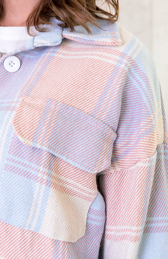 Oversized Blouse Geblokt Roze – shoparchief, foto 6