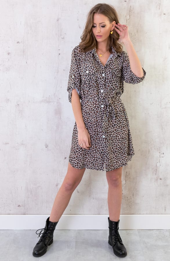 Panter Knopen Jurk Creme – shoparchief, foto 6