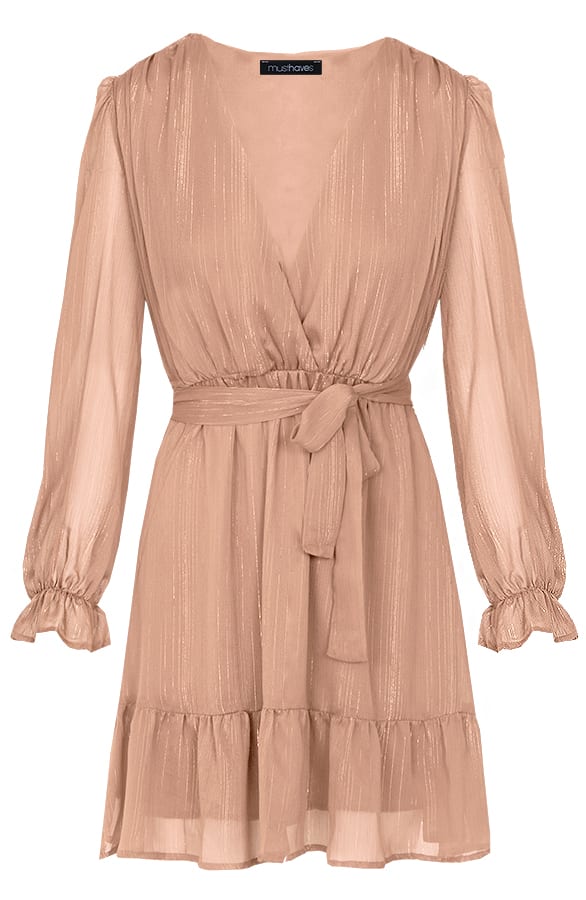 Ruches Jurk Deluxe Camel – shoparchief, foto 1
