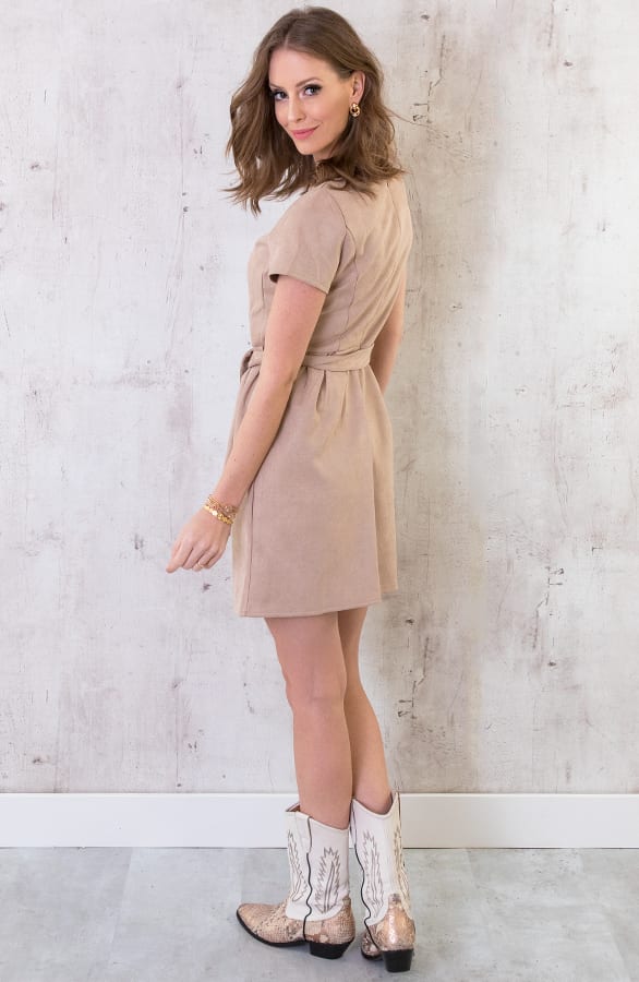 Suede Jurk Taupe – shoparchief, foto 7