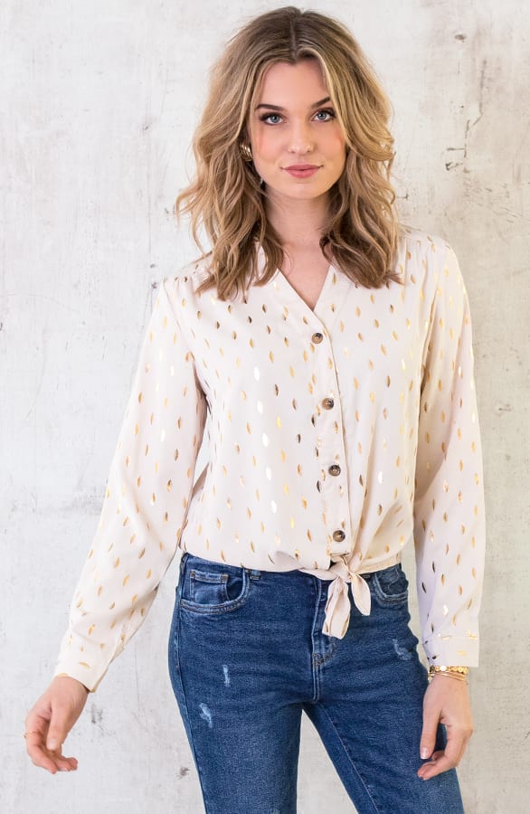 Veren Strik Blouse Creme – shoparchief, foto 2