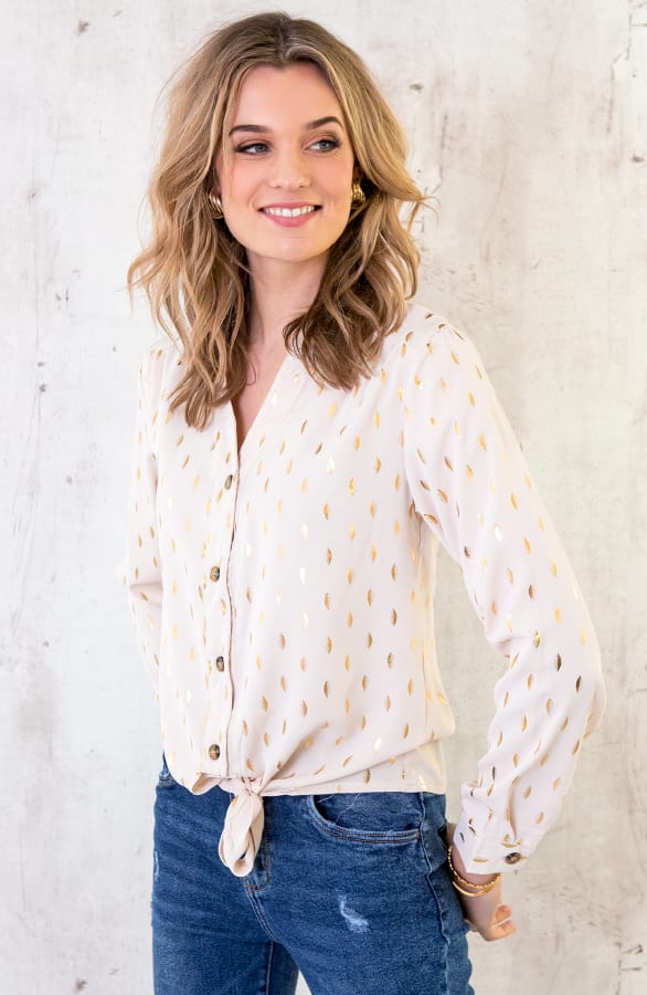 Veren Strik Blouse Creme – shoparchief, foto 3