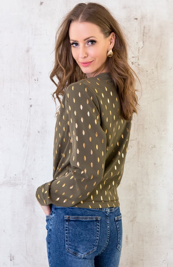 Veren Strik Blouse Legergroen – shoparchief, foto 4