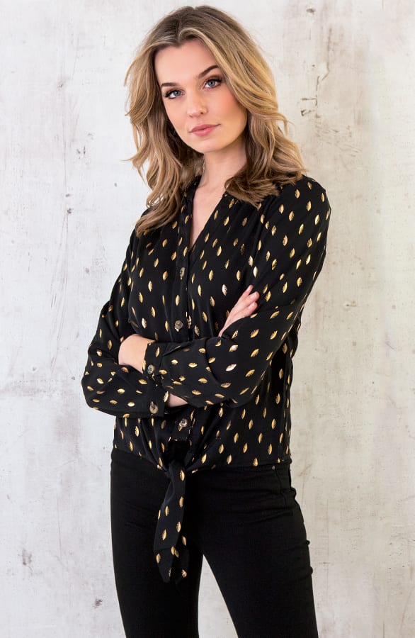 Veren Strik Blouse Zwart – shoparchief, foto 3