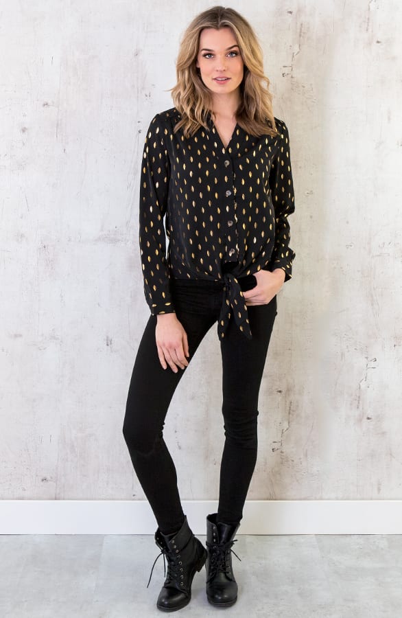 Veren Strik Blouse Zwart – shoparchief, foto 5