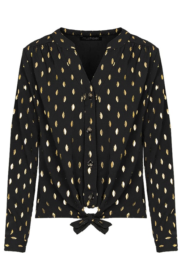Veren Strik Blouse Zwart – shoparchief, foto 1