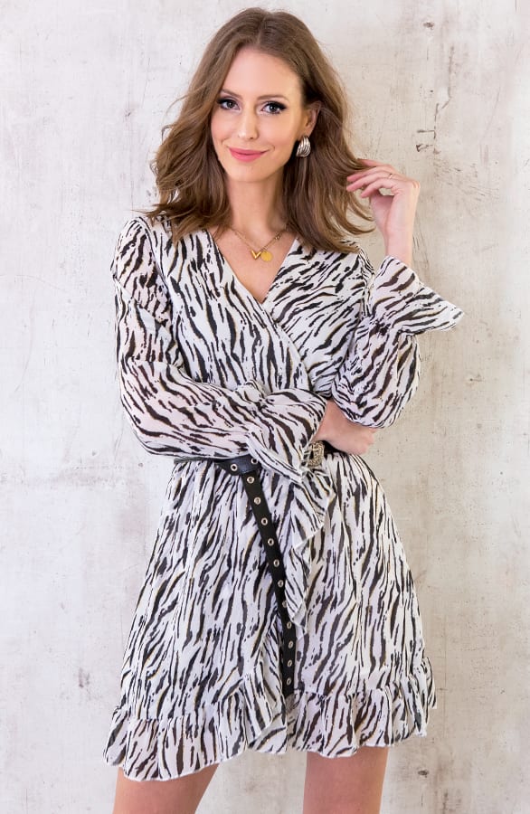 Zebra Overslag Jurk Wit – shoparchief, foto 4
