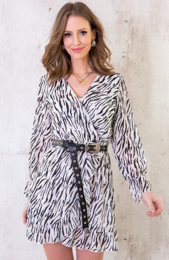 Zebra Overslag Jurk Wit – shoparchief, foto 1
