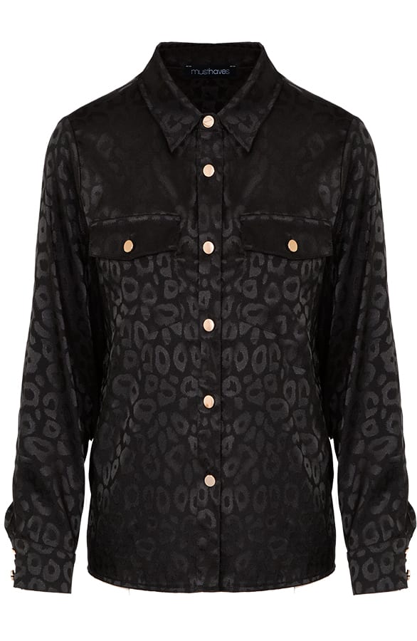 Zijde Leopard Blouse Zwart – shoparchief, foto 6