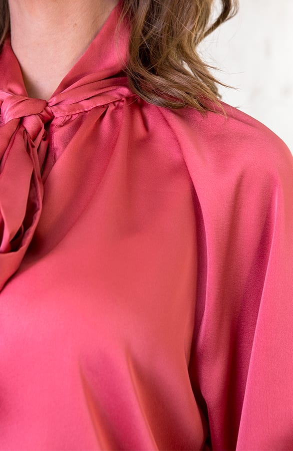 Zijden Blouse Met Strik Koraal – shoparchief, foto 5