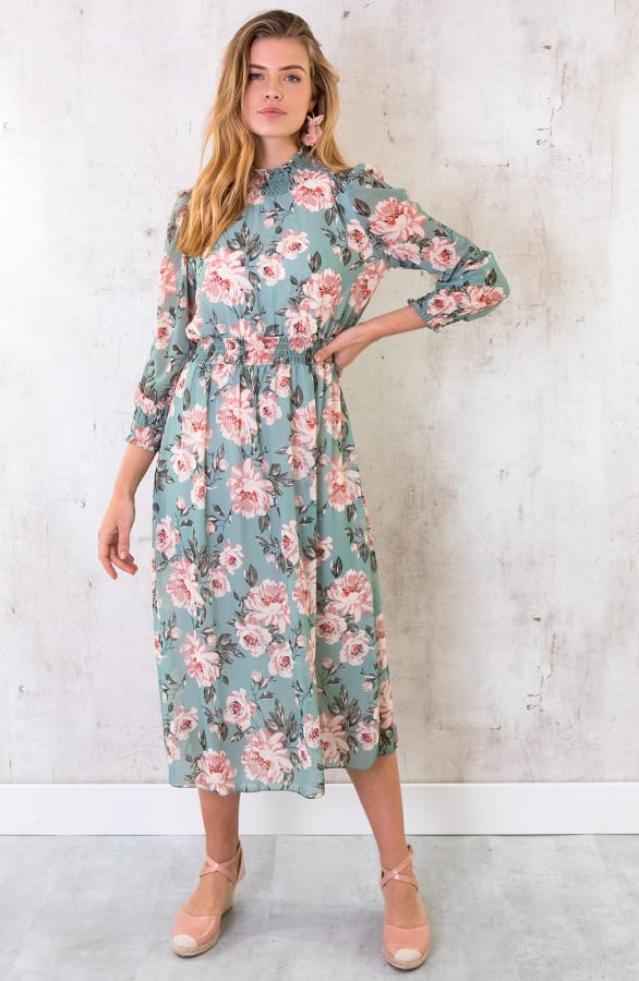 Bloemen Coljurk Lang Dames Mint – shoparchief, foto 1