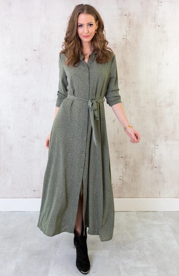 Cheetah Maxi Jurk Legergroen – shoparchief, foto 2