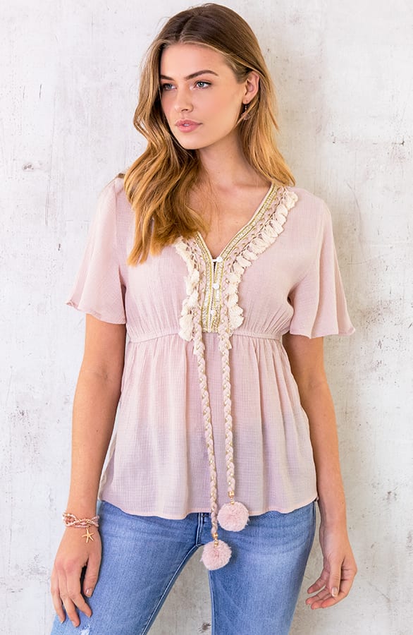 Ibiza Tassel Top Roze – shoparchief, foto 1