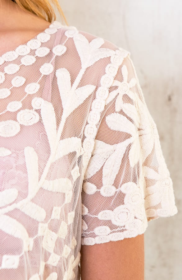 Kanten Bloemen Top Beige – shoparchief, foto 5