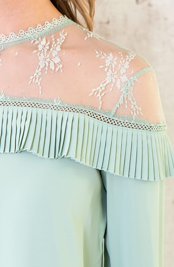 Kanten Blouse Ruches Mint – shoparchief, foto 6