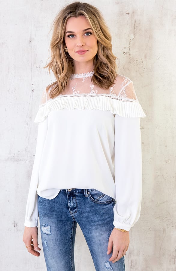 Kanten Blouse Ruches Wit – shoparchief, foto 1