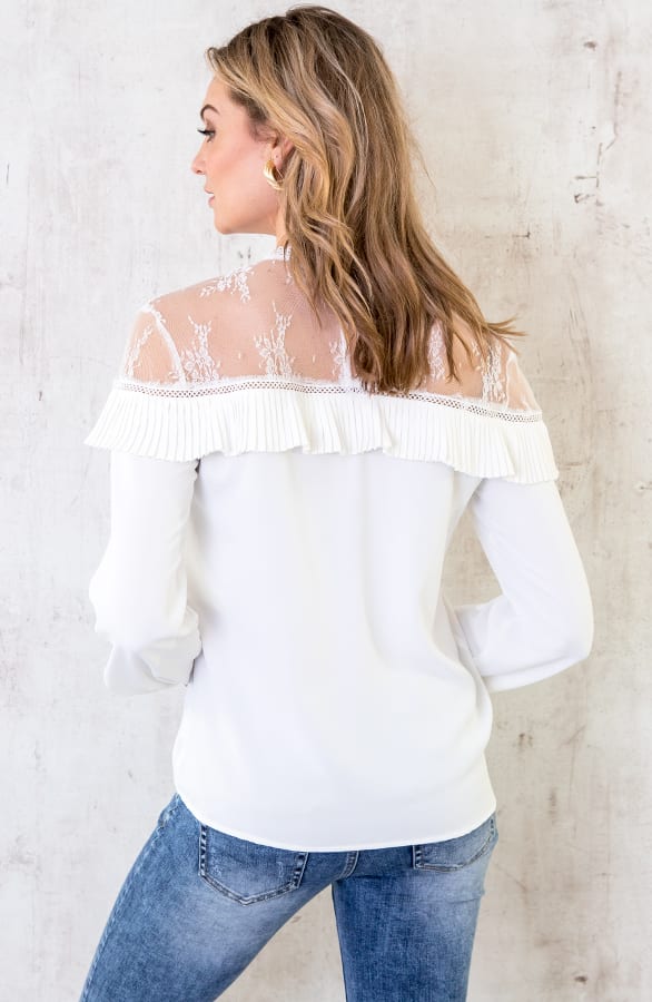 Kanten Blouse Ruches Wit – shoparchief, foto 3