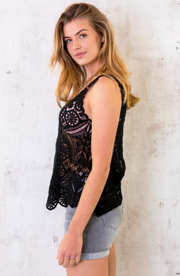 Kanten Top Dames Zwart – shoparchief, foto 3