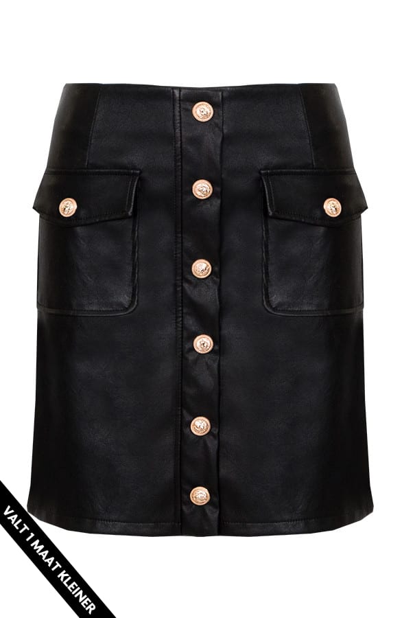 Leren Rok Met Knopen Zwart – shoparchief, foto 1