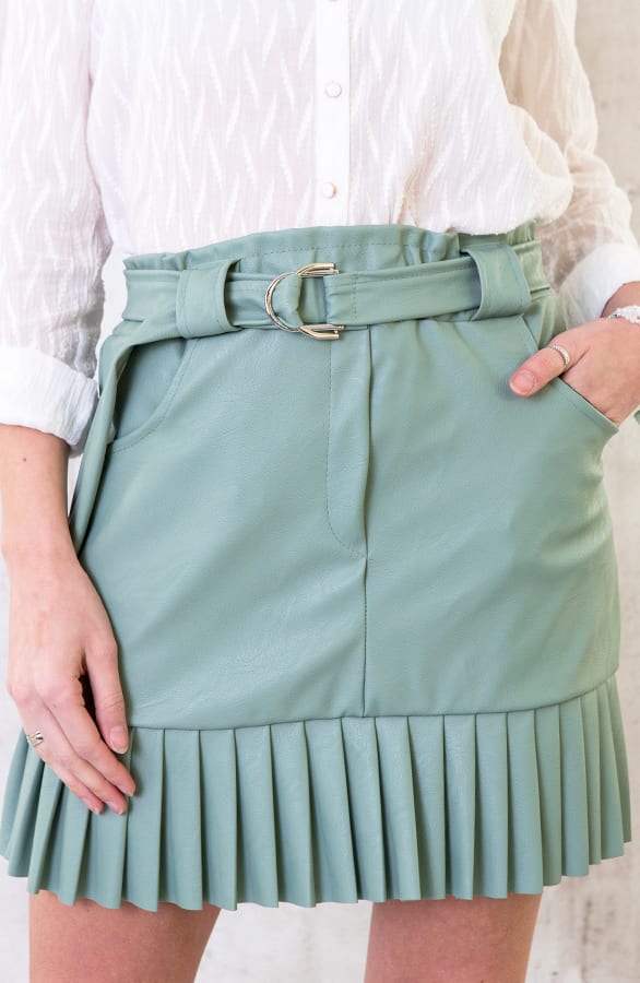 Leren Rok Plisse Mint – shoparchief, foto 2