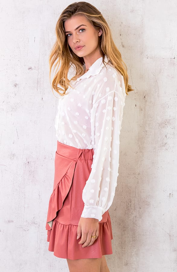 Leren Ruches Rok Koraal – shoparchief, foto 5