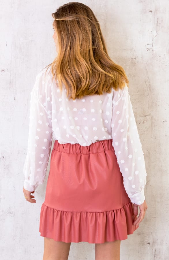 Leren Ruches Rok Koraal – shoparchief, foto 4
