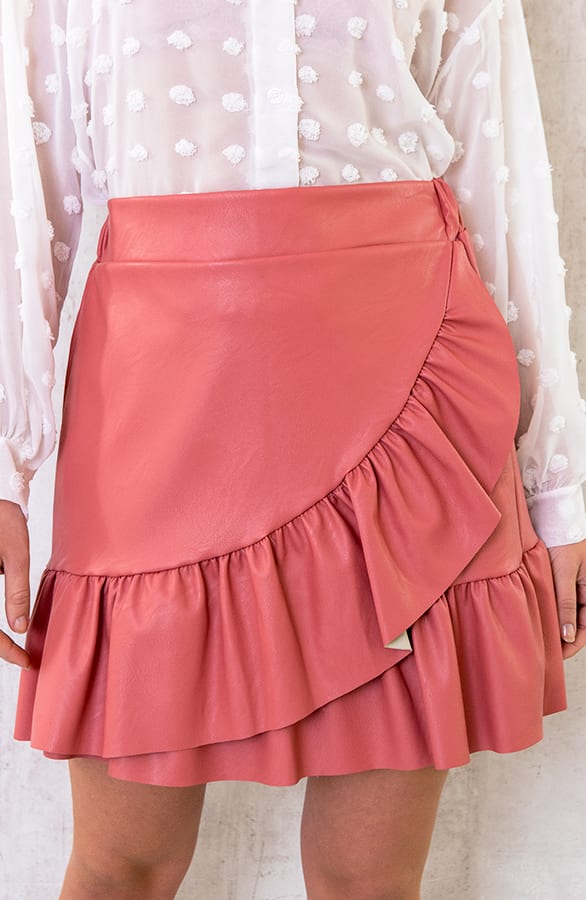 Leren Ruches Rok Koraal – shoparchief, foto 1