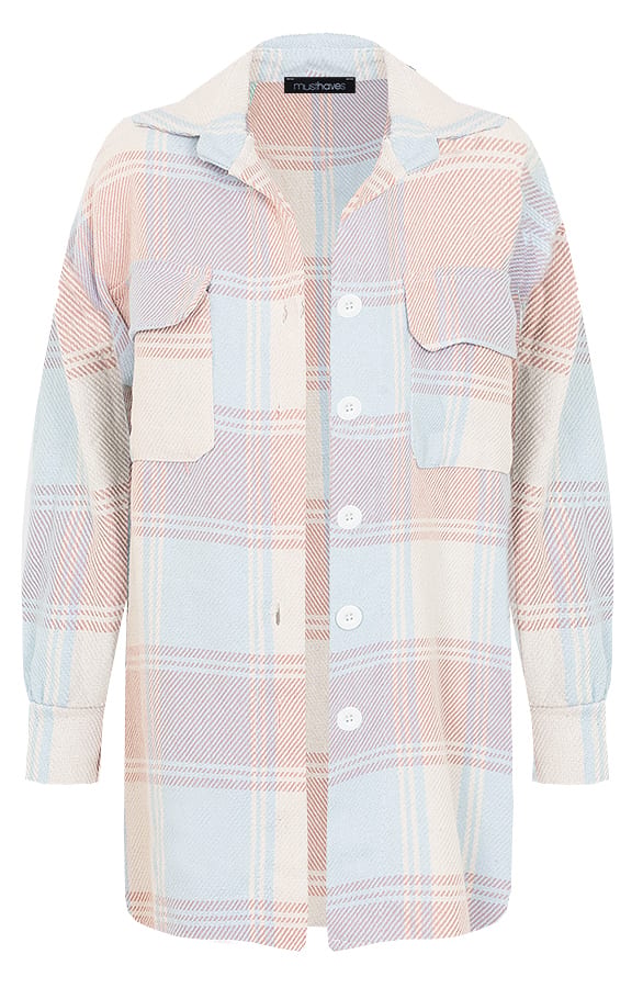 Oversized Blouse Geblokt Roze – shoparchief, foto 1
