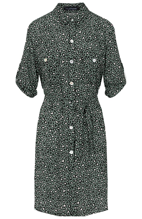 Panter Knopen Jurk Groen – shoparchief, foto 1